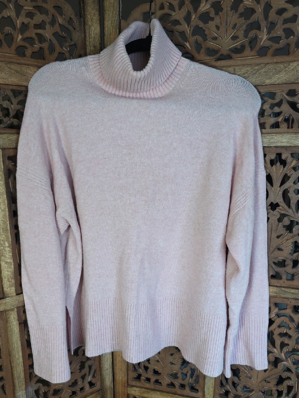 Turtleneck Cozy Knit Sweater in Light Pink